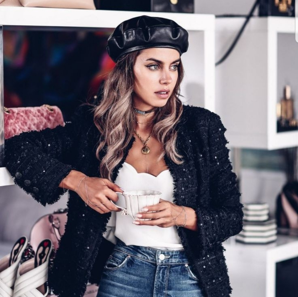 Black Leather Beret Hat Faux Leather Tam PU Vegan Leather - Picture 2 of 11